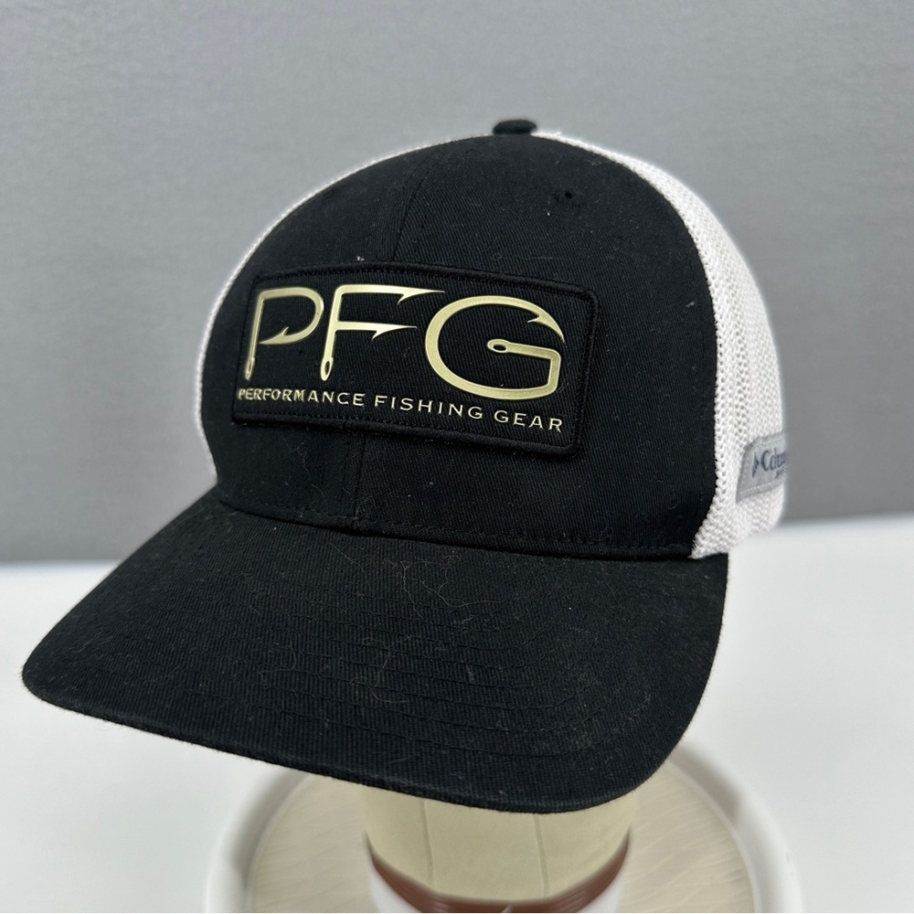 Columbia PFG FlexFit Trucker Hat Adult L/XL Black White Performance Fishing Gear